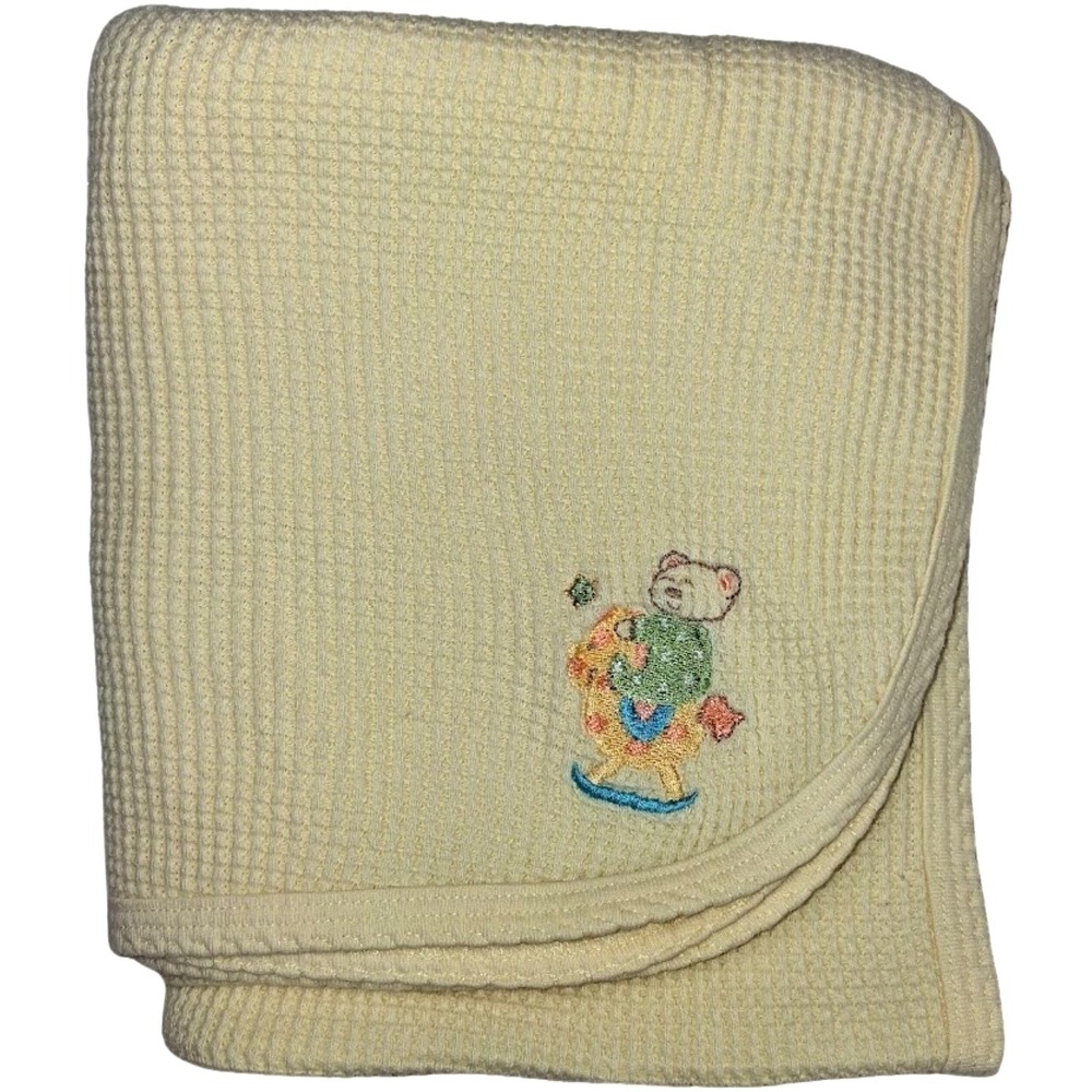 Gerber Thermal Baby Blanket Bear Riding Horse Yellow Unisex Receiving Lovey‎